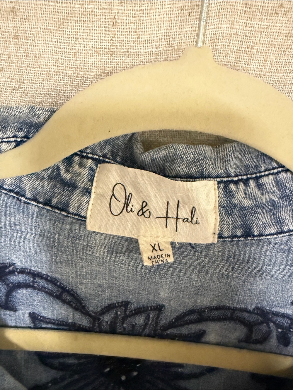 Oli & Hali Light Blue Denim Jacket with Navy Floral Embroidery - Picture 5 of 5